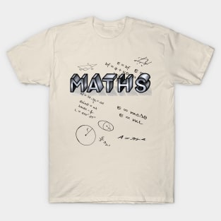 Maths formulae with the word maths in 3d T-Shirt